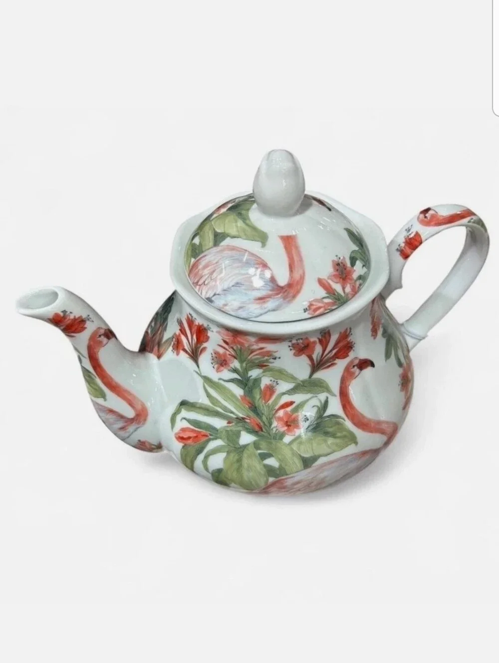 Kent Pottery Flamingo Floral Porcelain Teapot Floral Decorative Shabby Chic NEW